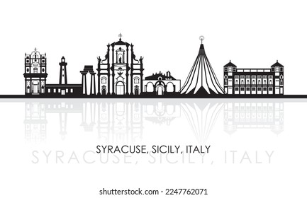 Silhouette Skyline panorama of Syracuse, Sicily, Italy - vector illustration