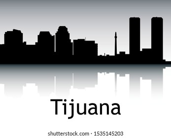 Silhouette Skyline Panorama of Tijuana Mexico