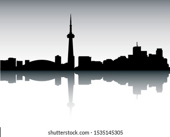 Silhouette Skyline Panorama of Toronto Canada