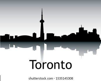 Silhouette Skyline Panorama of Toronto Canada