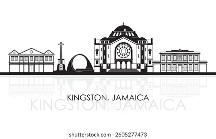 Silhouette Skyline panorama of town of Kingston, Jamaica - vector illustration