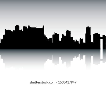 Silhouette Skyline Panorama Of Valencia Venezuela