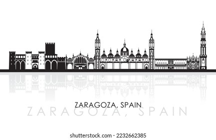 Silhouette Skyline panorama of  Zaragoza, Aragon, Spain - vector illustration