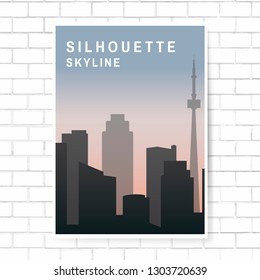 Silhouette-Skyline-Plakatvorlage, Vektorgrafik
