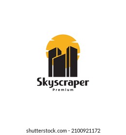 silhouette skyscraper with sunset logo symbol icon vector graphic design illustration idea creative