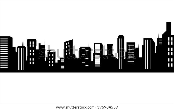 Silhouette Skyscrapers Stock Vector (Royalty Free) 396984559