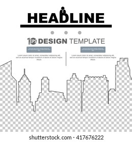silhouette skyscrapers city landscape geometric design brochure leaflet background. eps10 vector