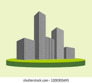 silhouette of skyscrapers illustration
