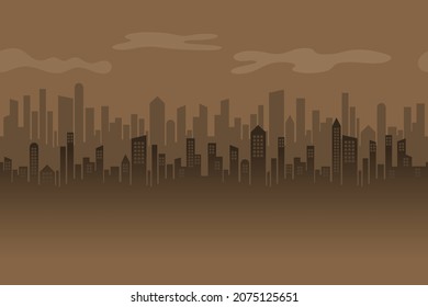 Silhouette of the skyscrapper, city landscape in seamless vector illustration.