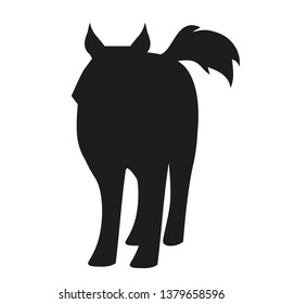 Silhouette of sled husky dog of polar race cartoon style isolated on white background