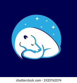silhouette of sleeping bear vector illustration isolated on sky blue background