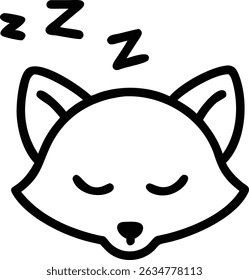 Silhouette sleeping fox icon on transparent background for web and graphic design
