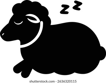 Silhouette sleeping fox icon on transparent background for web and graphic design