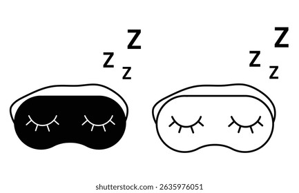 Silhouette of sleeping mask symbol, outline icon. Sleep mask icon vector. Eye sleep mask, eye protect vector symbol  for social media, app, and web design. Vector illustration.