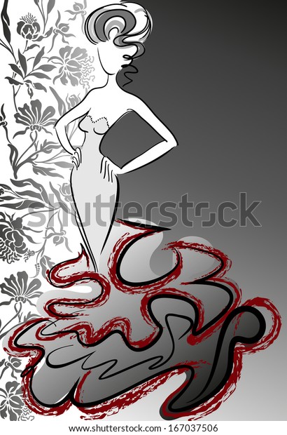 Silhouette Slender Woman Long Dress On Stock Vector Royalty Free 167037506 Shutterstock 7005