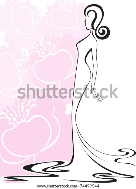 Silhouette Slender Woman Long Dress Against Stock Vector Royalty Free 74499544 Shutterstock 3583