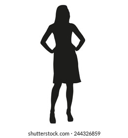Silhouette Of A Slender Woman At Work