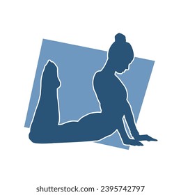 Silhouette of a slim ballet dancer female doing stretching or warming up.