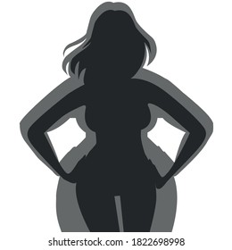 Silhouette of a slim and fat woman. Before and After illustration