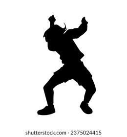 Silhouette of a slim female dance pose. Silhouette of a female in aerobic movement.