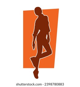 Silhouette of a slim female dance pose. Silhouette of a female in aerobic movement.