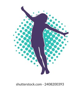 Silhouette of a slim female dance pose. Silhouette of a female in aerobic movement.