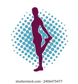 Silhouette of slim female doing exercise. Silhouette of a sporty woman doing gym workout pose. 