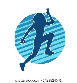 Silhouette of slim female doing exercise. Silhouette of a sporty woman doing gym workout pose. 