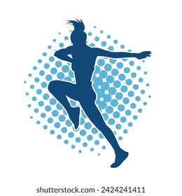 Silhouette of slim female doing exercise. Silhouette of a sporty woman doing gym workout pose. 