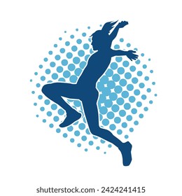 Silhouette of slim female doing exercise. Silhouette of a sporty woman doing gym workout pose. 