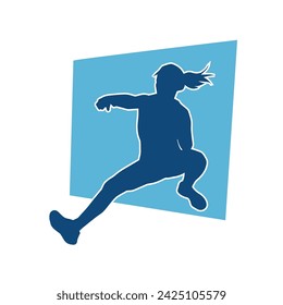 Silhouette of slim female doing exercise. Silhouette of a sporty woman doing gym workout pose. 