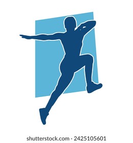 Silhouette of slim female doing exercise. Silhouette of a sporty woman doing gym workout pose. 