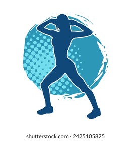 Silhouette of slim female doing exercise. Silhouette of a sporty woman doing gym workout pose. 