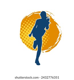 Silhouette of slim female doing exercise. Silhouette of a sporty woman doing gym workout pose. 