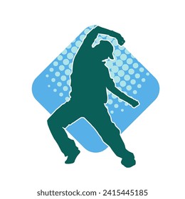 Silhouette of a slim man dancing pose. Silhouette of a male dancer in action pose.