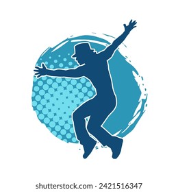 Silhouette of a slim man dancing pose. Silhouette of a male dancer in action pose.