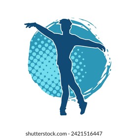 Silhouette of a slim man dancing pose. Silhouette of a male dancer in action pose.