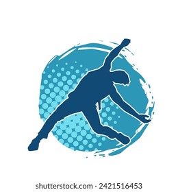 Silhouette of a slim man dancing pose. Silhouette of a male dancer in action pose.