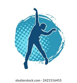 Silhouette of a slim man dancing pose. Silhouette of a male dancer in action pose.