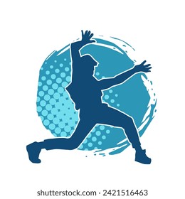 Silhouette of a slim man dancing pose. Silhouette of a male dancer in action pose.