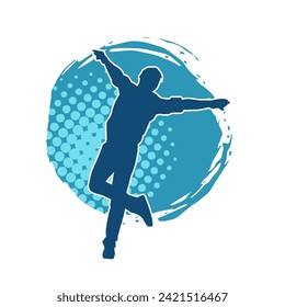 Silhouette of a slim man dancing pose. Silhouette of a male dancer in action pose.