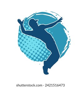 Silhouette of a slim man dancing pose. Silhouette of a male dancer in action pose.