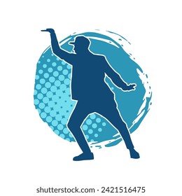 Silhouette of a slim man dancing pose. Silhouette of a male dancer in action pose.