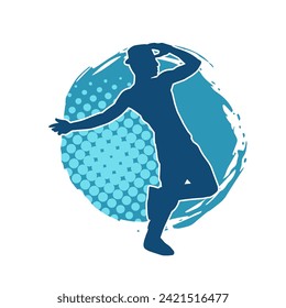 Silhouette of a slim man dancing pose. Silhouette of a male dancer in action pose.