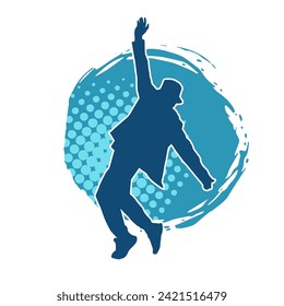 Silhouette of a slim man dancing pose. Silhouette of a male dancer in action pose.