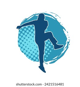 Silhouette of a slim man dancing pose. Silhouette of a male dancer in action pose.