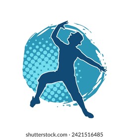 Silhouette of a slim man dancing pose. Silhouette of a male dancer in action pose.