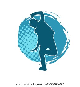 Silhouette of a slim man dancing pose. Silhouette of a male dancer in action pose.