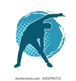 Silhouette of a slim man dancing pose. Silhouette of a male dancer in action pose.