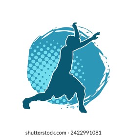 Silhouette of a slim man dancing pose. Silhouette of a male dancer in action pose.